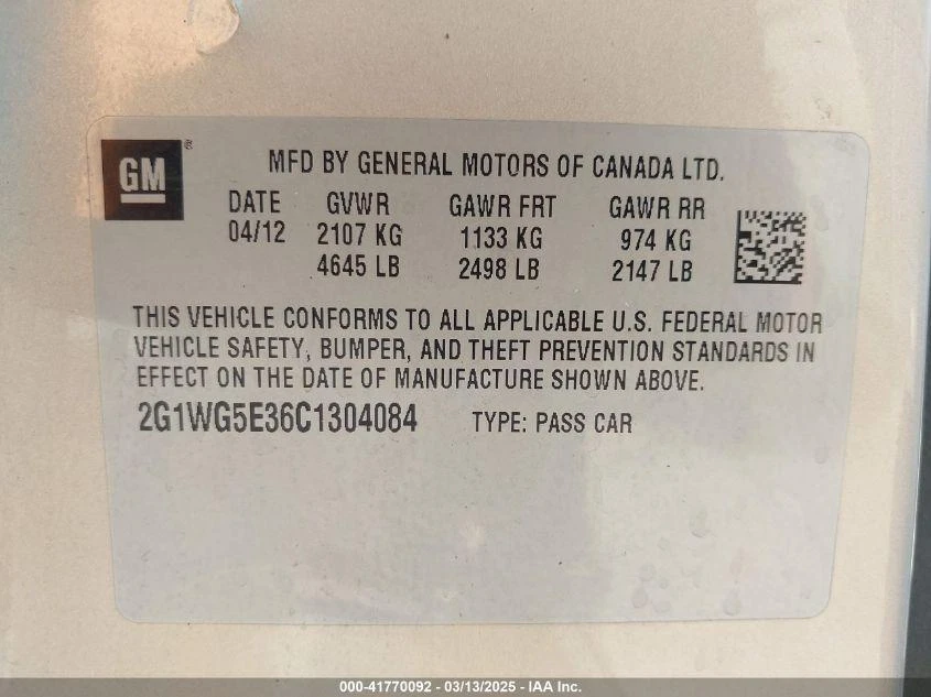 Espejo retrovisor interior delantero central usado se adapta a: Chevrolet Impala 2012 con Telema Foto 4 de 4