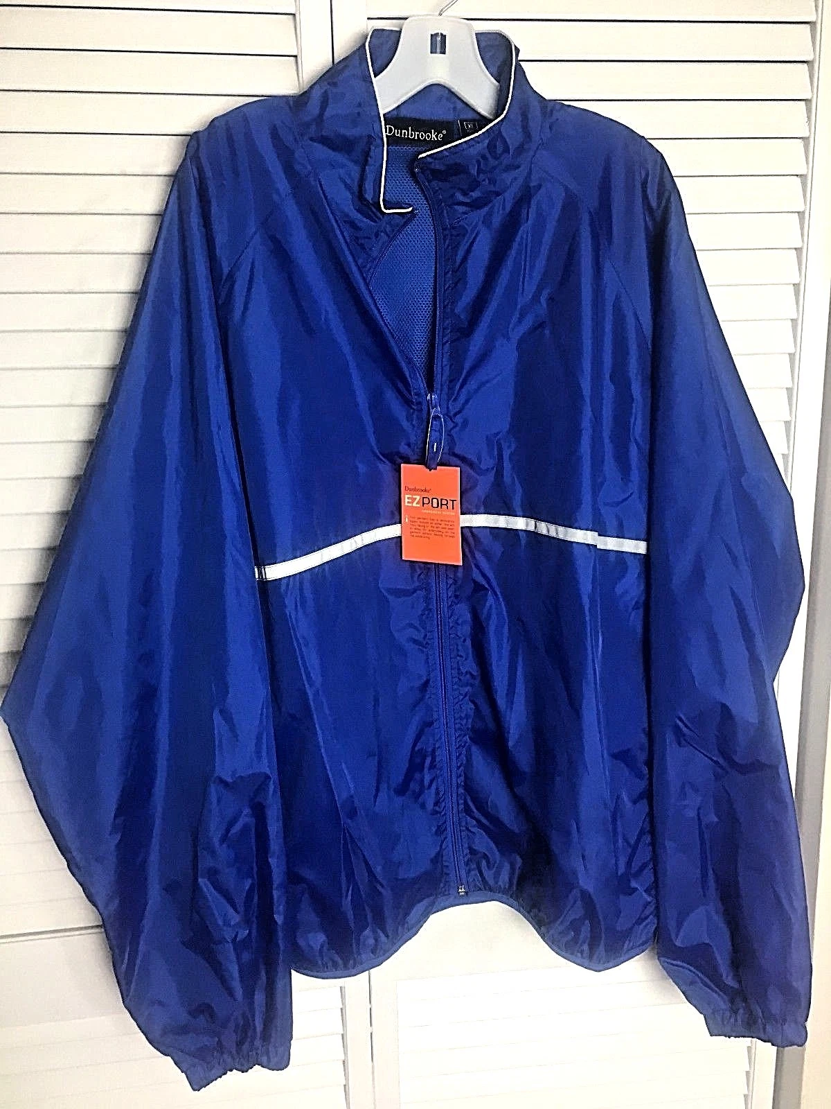 Dunbrook Jacket Windbreaker Mens Sz XL Dark Blue Silver Trim Mesh Lining Pockets
