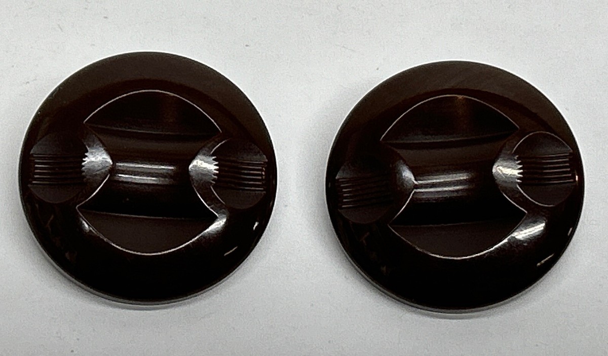 Pair Of Vintage Oversized Bakelite Sewing Buttons Brown