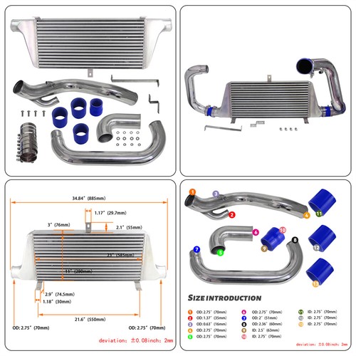 Front Mount Aluminum Intercooler Kit For Nissan Silvia S14 S15 SR20DET 93-02 BL - Picture 6 of 9