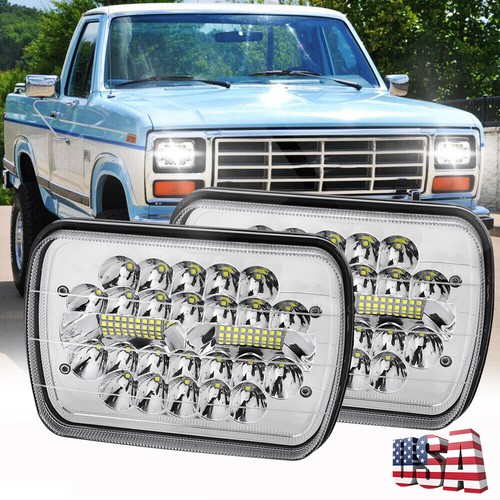 H6054 7x6 LED Headlights With Halo Rings – Dual Color Spot/Flood For Ford F-150, F-250, E-150