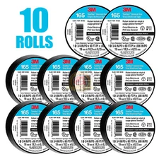 3M BLACK ELECTRICAL TAPE TEMFLEX 165 3/4" X 60 FT 10 ROLLS FREE SHIPPING