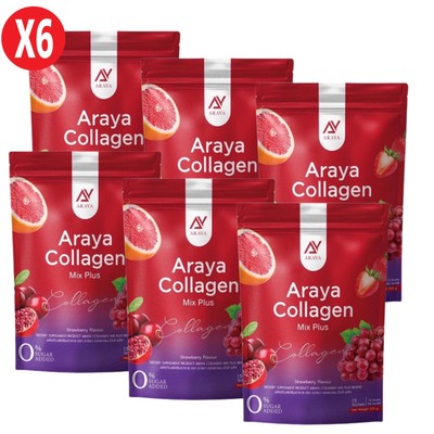 6X Araya Collagen Mix Plus 225,000 mg Mixed Berry Flavor Health Beauty Skin