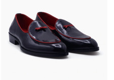 New Men's Summer Dress Shiny Black Premium Leather Casual Loafers Slip-Ons