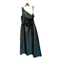 Alfred Sung Draped One Shoulder Gown In Hunter Green Size 4 NWT 