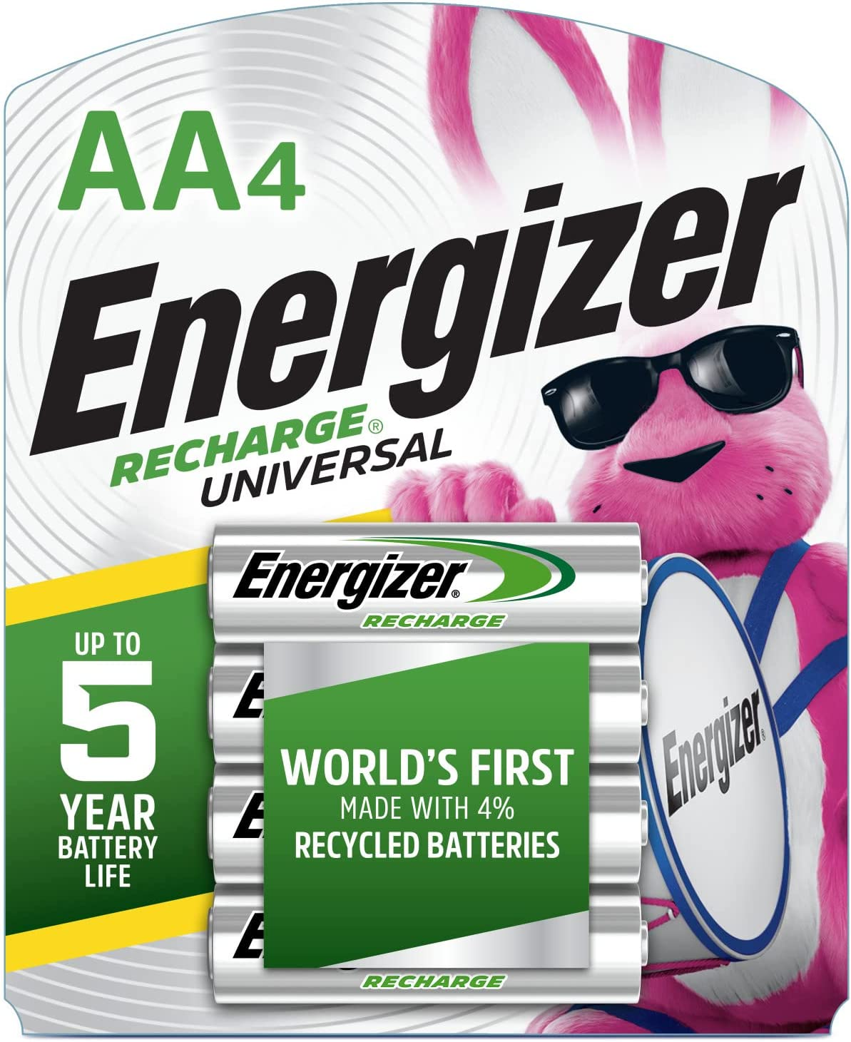 Rechargeable AA Batteries, Recharge Universal AA Battery Pre-Charged, 4 Count-image