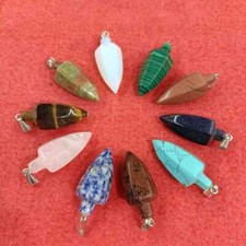 8pcs Natural Stone Pendulums Circular Cone Charms Pendants DIY Necklace Making