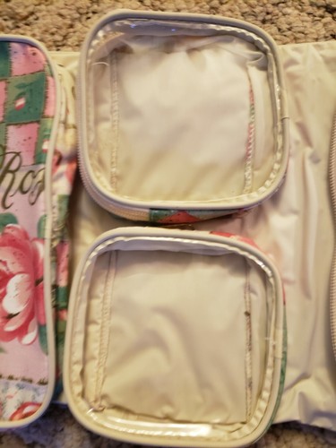 Once Upon a Rose Makeup Bag, Multiple Pockets, Hanging Hook Pink - Picture 5 of 6