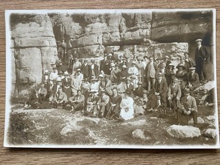Vintage Postcard Milnthorpe Beetham Fairy Steps Hiking Group 1922 RPPC