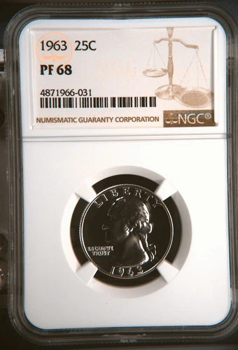 1963 Quarter Dollars Silver Coinage NGC PF-68