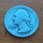 1944-PWashington Quarter 25C Silver 0.9 Business Strike