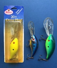 Vintage lot of 3 Mann's 20+ Deep Hog crankbait fishing lures & 30+ Deep Hog LQQK