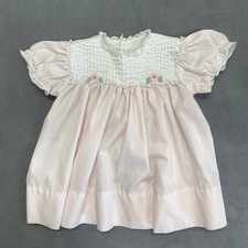 Vintage Little One Old Fashioned Toddler Dress 18-24 mos Pale Pink Short Sleeve