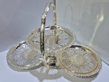 Vintage Queen Anne Silverplate 3 Tiered Scalloped Cake Dessert Stand Tray