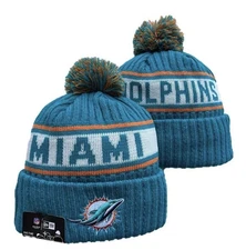 Beanie Miami Dolphins Hats Puff Winter Knit Hat Cap Toboggan USA Sideline NFL🥳
