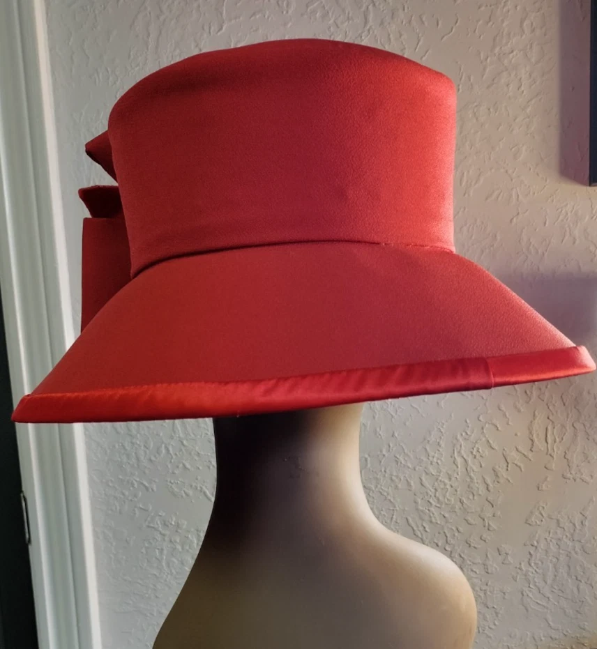 Vintage Studio B Dark Orange Wide Brim Top Hat - Image 2 of 4