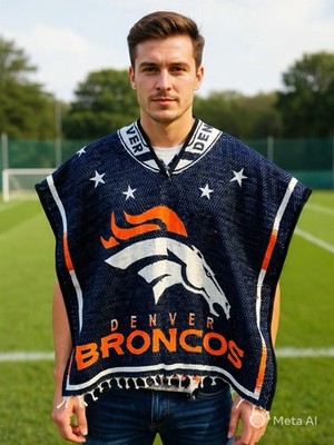 Denver Broncos Custom Made Football Fan Thick Poncho 
