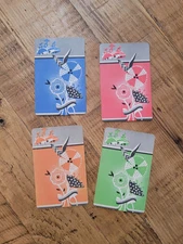 Set Of 4 Vintage Art Deco Playing Cards, Floral Theme, Lady In Dress, Swap Card