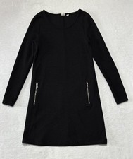 GAP Dress Womens XS Black Scoop Neck Long Sleeve Zip Pocket Ponte Knit Shift