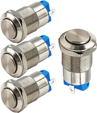 4pcs 12mm 3A 12V/24V/110V/250VAC 12mm, Nickel-Plated Copper-Latching 