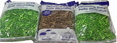 Craft Crinkle Paper Decorative Shred 2 oz. Bags - (2) Green & (1) Brown NEW