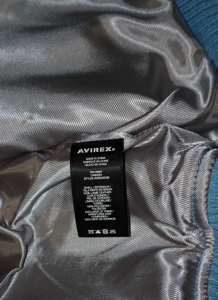 Avirex Icon Ombre Lamb Leather Jacket Limited Edition Sky Blue Size:M. New image 7