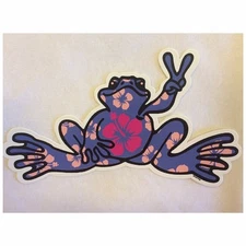NEW Peace Frogs Decal Sticker Purple Hibiscus Frog 6" x 3" High Quality Vinyl