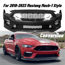 For 2018-2023 Mustang Mach-1 Style Front Bumper Kit Conversion w/ Lip LED Grille