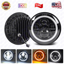 7 Round Halo Led Headlight Hilow Drl Beam Dot For Jeep Wrangler Jk Tj Lj Cj