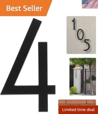 Modern 6-Inch Floating House Number 4 with Simple Mounting Hardware Included