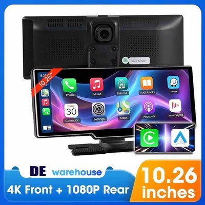 4K 10.26-Zoll Wireless Apple Carplay Android Auto Display Vorne Rückfahr Dashcam