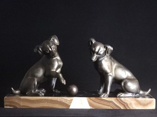 Irenee Rochard 1930 Sculpture "Chiens avec Balle" France Signed