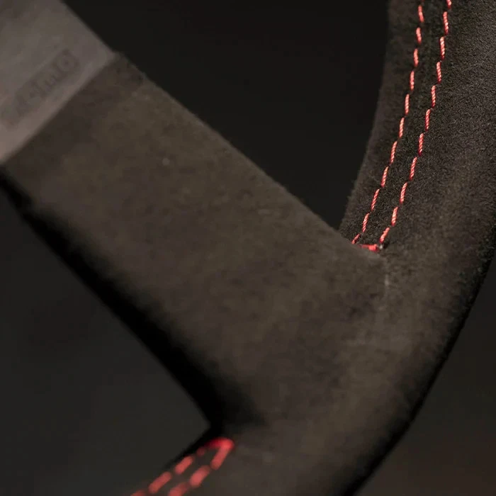 Momo Montecarlo Alcantara Suede Steering Wheel 320mm Red Horn with Red Stitching - Image 3 of 4