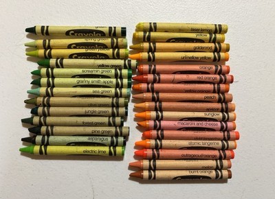29 Crayola Crayons Retired Discontinued Green Yellow Orange Shade Binney & Smith