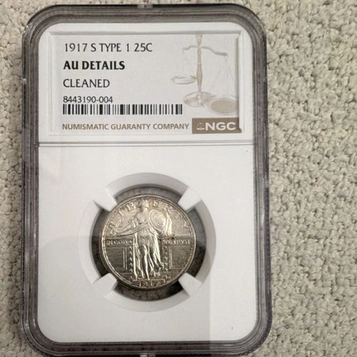 New Listing1917 S Standing Liberty Quarter Type 1 NGC AU Details Silver 8443190-004