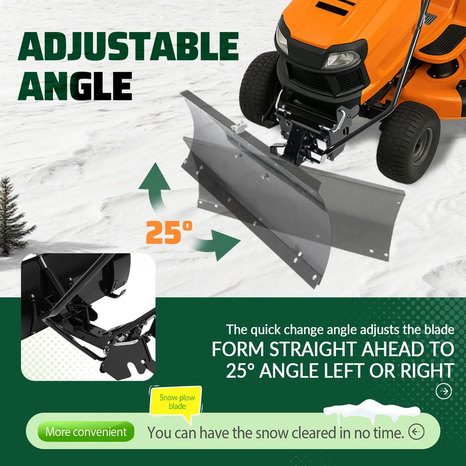 46" Snow Plow Blade Attachment Adjustable For Lawn Mower Tractors Cub Cadet MTD - Image 3 of 4