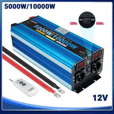 LVYUAN 5000W 10000W Reiner Sinus Spannungswandler DC 12V auf AC 230V Wechselrichter USB