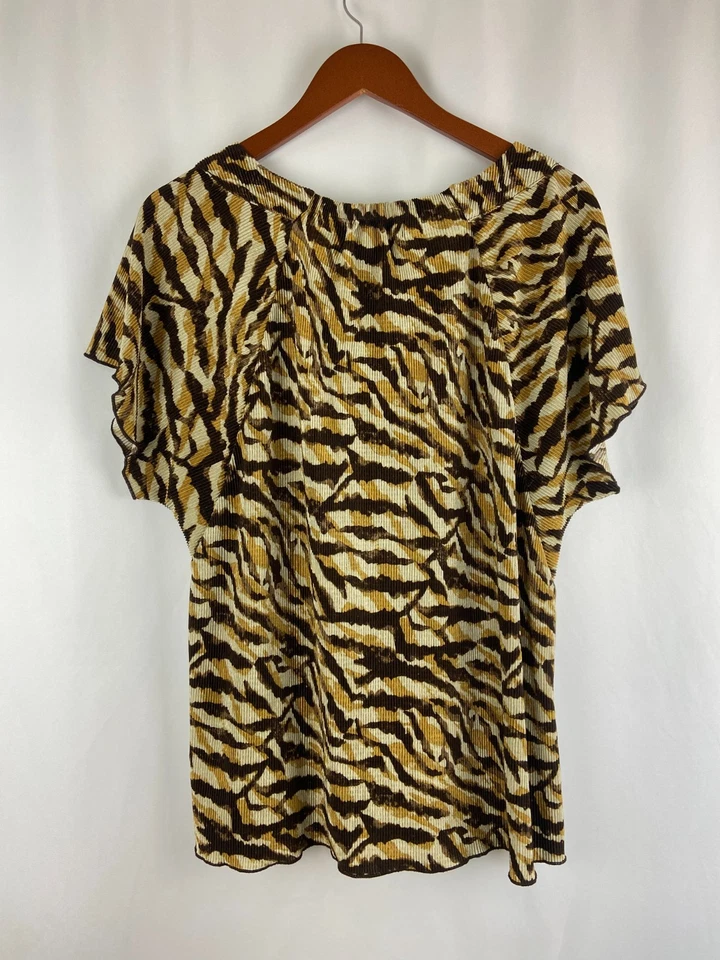 Sag Harbor Womens Size L Blouse Tiger Animal Print Flowy Flutter Sleeves Texture — 第 2/4 张图片
