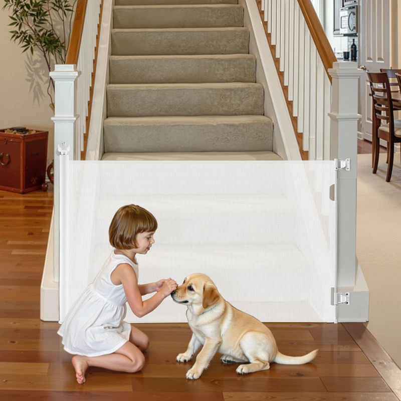 Vevor Retractable Baby Gate Extends To 57 Inch Wide 38.5 Inch Tall Security