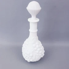 Vintage Milk Glass Decanter w/Grapes - Imperial - 1950’s - Stopper Included!