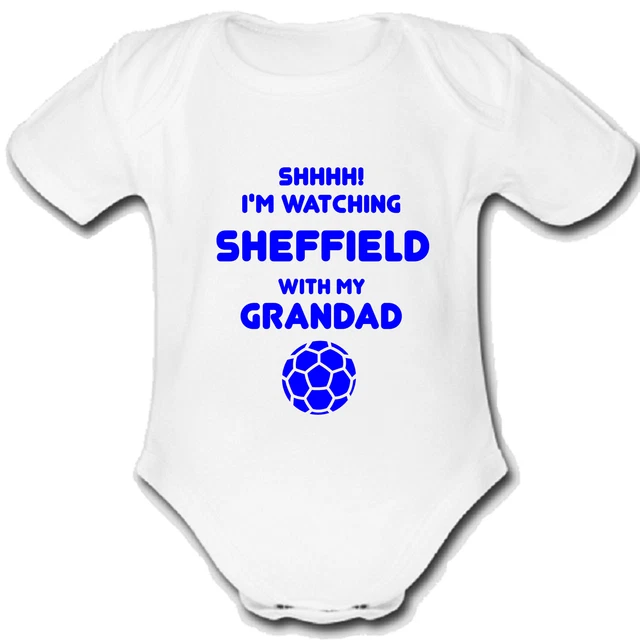 PSYCHOBABY SHEFFIELD @WEDNESDAY GRANDAD Strampler Baby Weste Grow FUSSBALL GESCHENK VON FÜR A