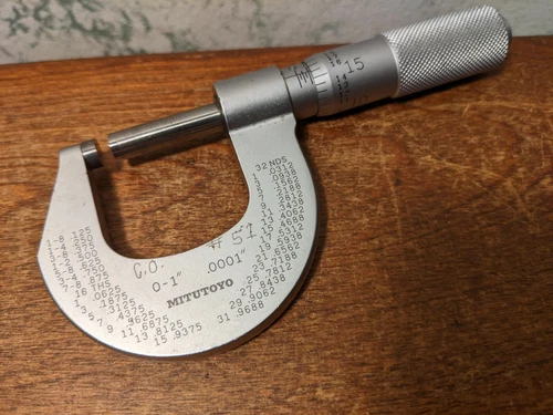 MITUTOYO 0-1 Inch MICROMETER NO 202-152 -CARBIDE FACES