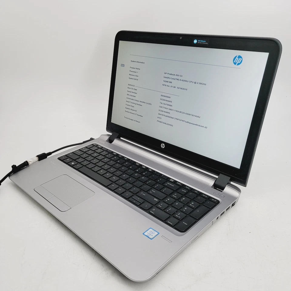 HP ProBook 450 G3 Core i5 6200U 2.3GHz 12GB RAM Sin HDD 15.6" - ***ARRANQUE EN BIOS Foto 4 de 4