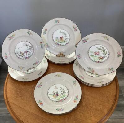 Wedgwood hand painted 12 -10 1/4'' dinner plates Ovington Bros. X9220 ca 1890's