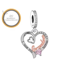 Grandma Heart Charm For Bracelet, I Love You Forever Charm, Grandma Charm