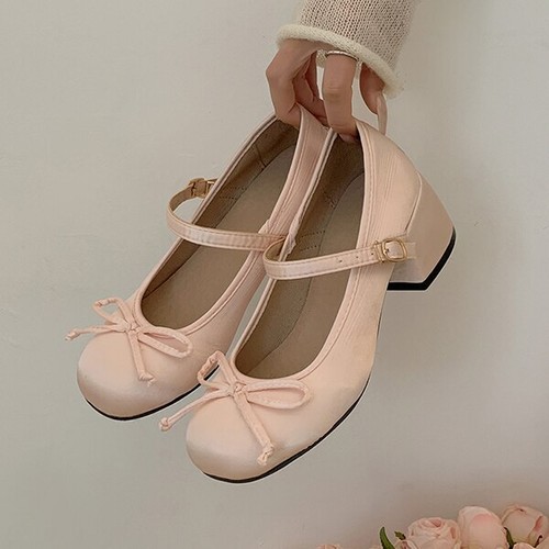 Fashion Shallow Round Toe Mid Heel Shoes Ladies Elegant Single Pumps Shoes - Picture 25 of 26