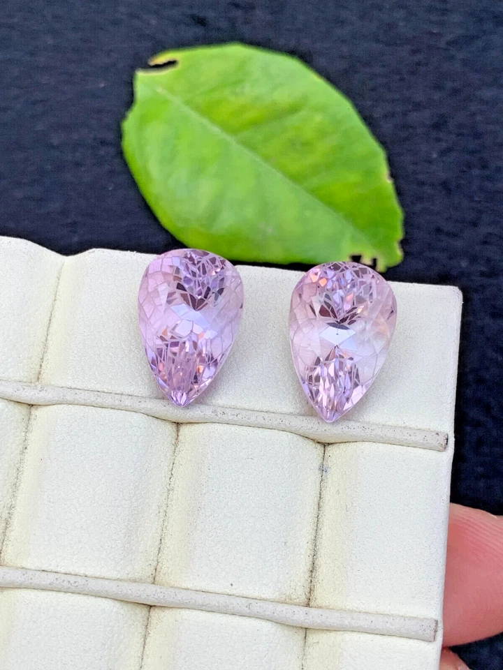 LavenderPink Natural Amethyst GemstonePair, Pearshape, Amethyst Ring 19.80 CT - Image 4 of 4