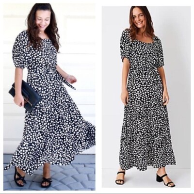 ann taylor maxi dress petite Ann Taylor Long Maxi Dress Womens Petite 2 Black Paisley Sleeveless Round Neck