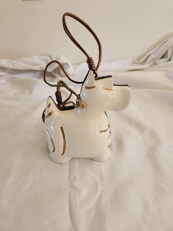 Cartera Timmy Woods Scotty Dog Dos Tonos Negro Blanco Correa Larga PVC Minaudiere Raro Foto 3 de 4