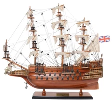 Small HMS Sovereign of the Seas 1637 Tall Ship Wooden Model 20" Fully Built Boat